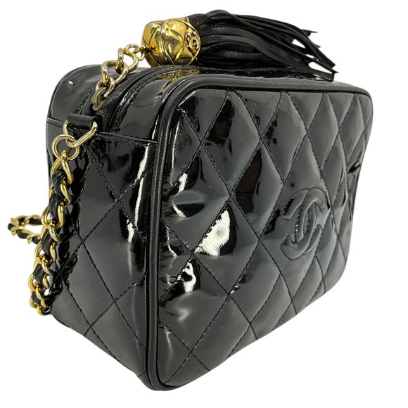 Chanel Vintage Quilted Patent Leather Tassel Camera Bag - Picture 3 of 8